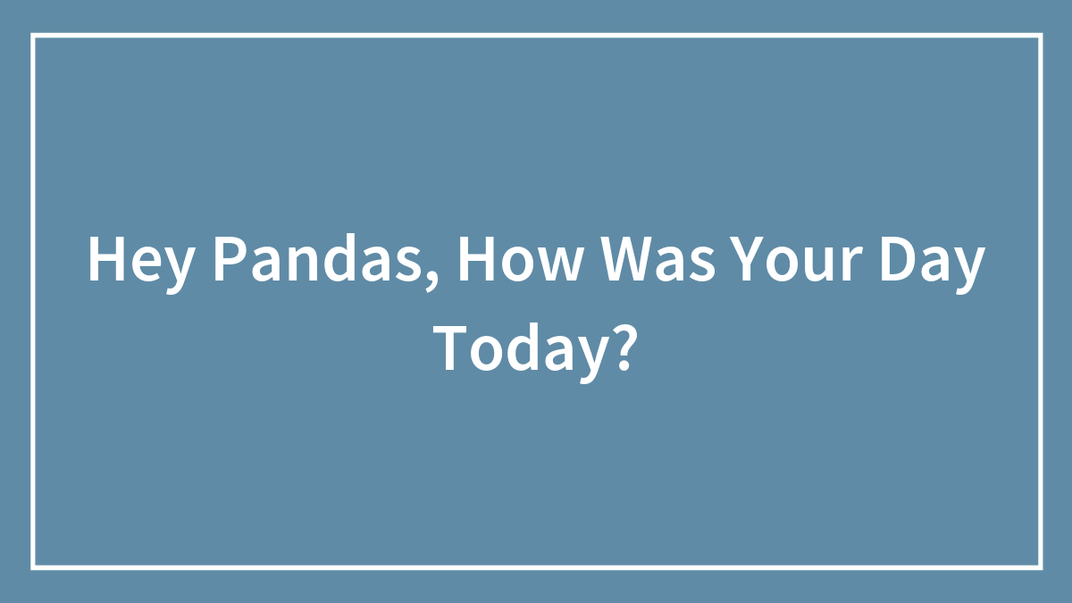 Hey Pandas, How Was Your Day Today?