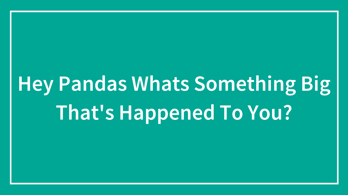 Hey Pandas Whats Something Big That’s Happened To You?