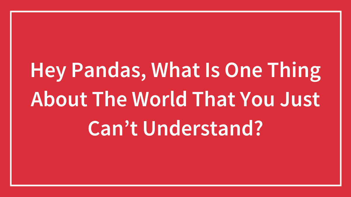 Hey Pandas, What Is One Thing About The World That You Just Can’t Understand? (Closed)