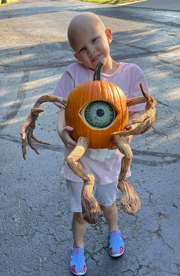 Grandma Sent Us This Photo Of Her Beautiful Grand Baby Aria. She Had Created A Pumpkin With Our Vine Arms And Legs