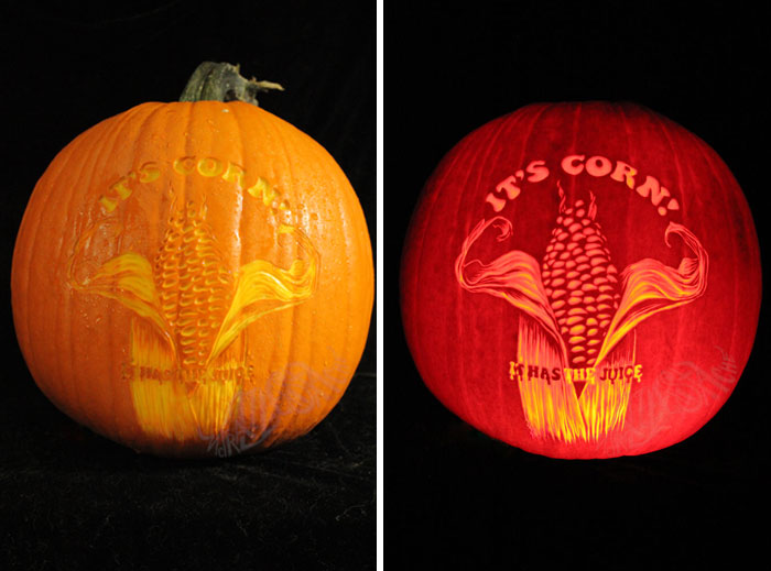 It's Corn! Hand-Carved Pumpkin By Me In 2022