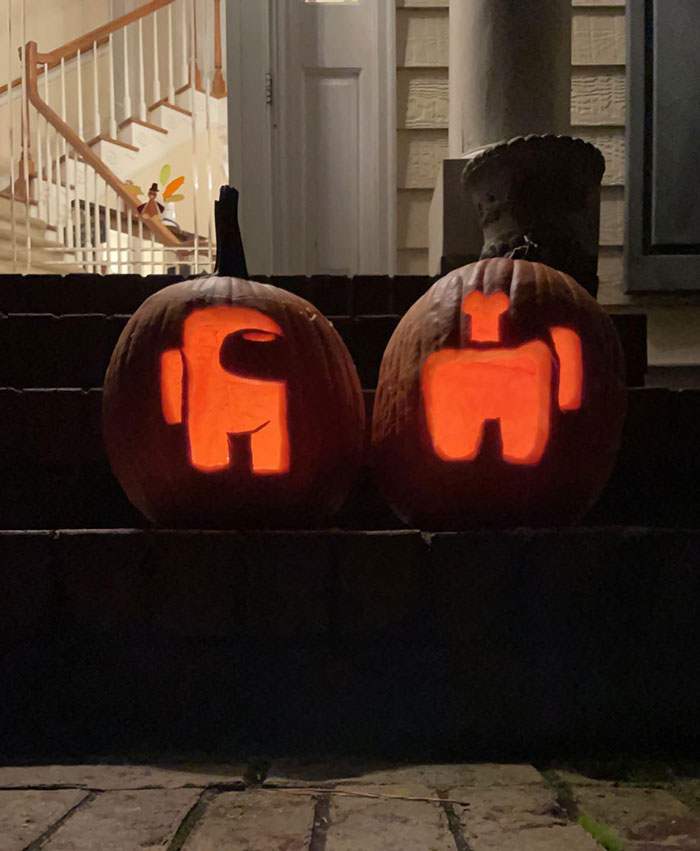 Me (Left) And My Wife (Right) Carved Some Pretty Sweet Pumpkins