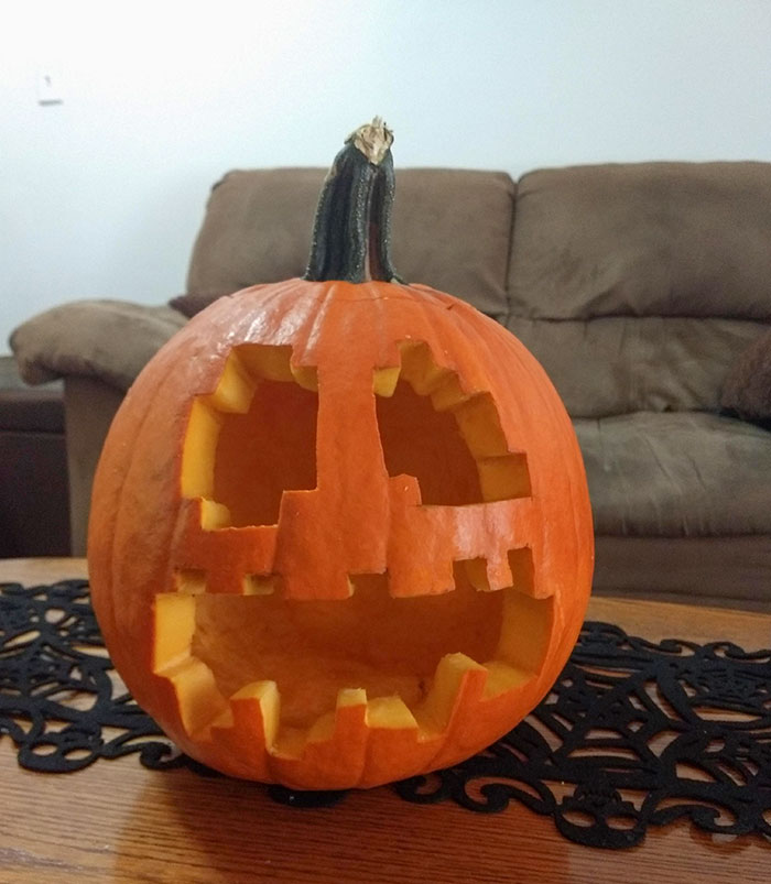 It's Not Perfect But I Carved A Minecraft Pumpkin