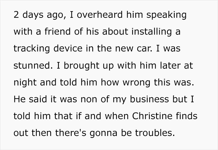 Stepmom Asks If She Should Tell Stepdaughter That Her Dad Installed A Tracking Device In A Car He Gifted Her