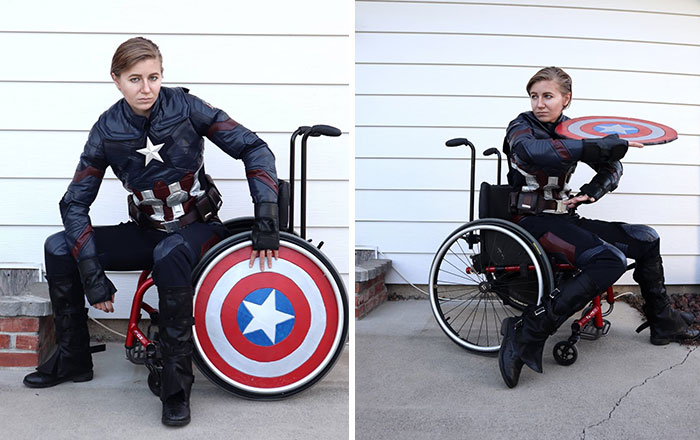 It's Spooky Season And I Felt It Would Only Be Fair For Walter The Wheelchair To Have A Halloween Costume. I'm Captain America This Year