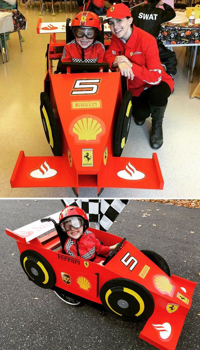 Sam, Of Course, Chose To Be Sebastian Vettel For Halloween. Today Was The First Outing Of His Costume And He Couldn't Be Happier