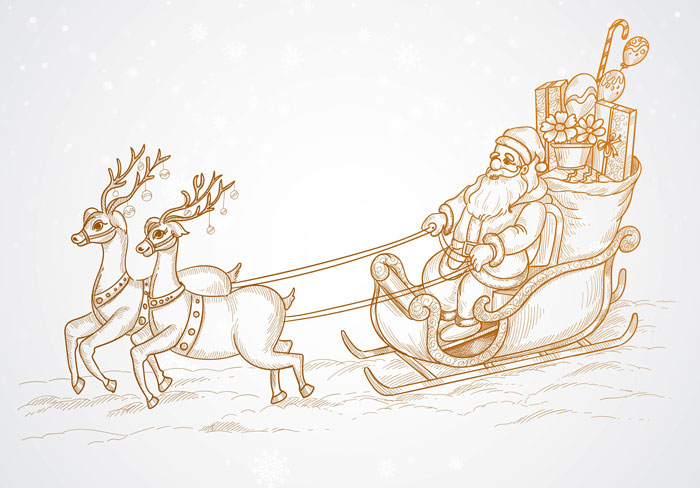 Santa's Reindeer Playing In The Snow