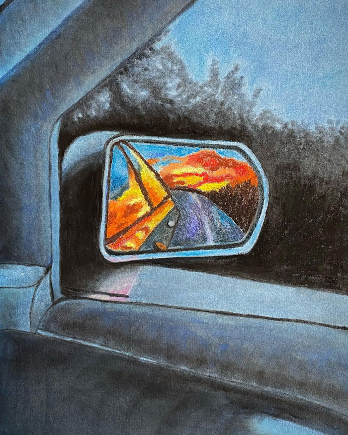 Drawing Of What You See From Your Car's Rearview Mirror