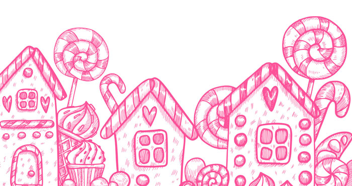 Drawing Of A Yard Filled With Candy Canes