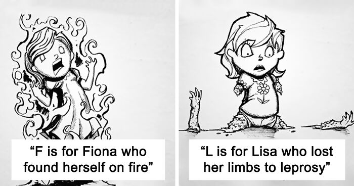 Inspired By Edward Gorey, I Created My Own Grim Version Of The Alphabet (26 Pics)