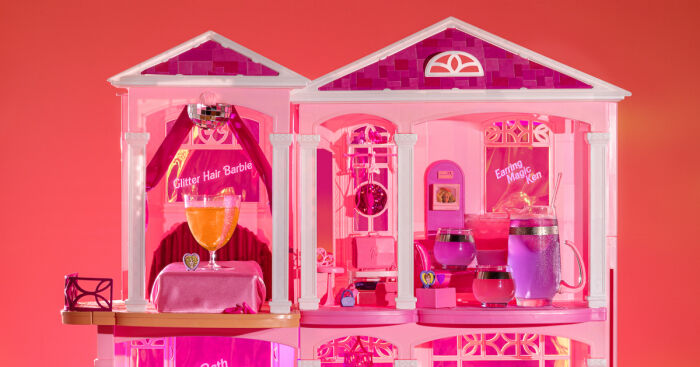 We Turned An Old Barbie Dreamhouse Into A Bar With Themed Barbie Cocktails In Each Room (9 Pics)