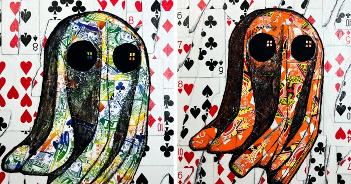 Ghost Artwork Made From Playing Cards By Elmo Hood (13 Pics)