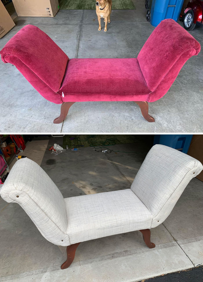 I Spent The Day Making Memories With My Daughter And Her Curb Find. Was Quoted Over $1000 To Repair The Broken Side And Reupholster. For The Price Of Our Time, Some Glue, Screws, Staples, And Fabric, She Now Has Something In Her Bedroom She Absolutely Loves