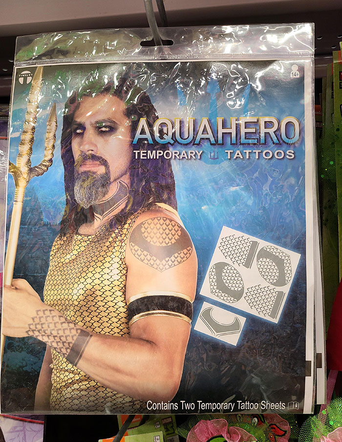 Ah Yes, Who Wouldn't Want To Be Aquahero For Halloween This Year. Not Even The Costume, Just The Temporary Tattoos