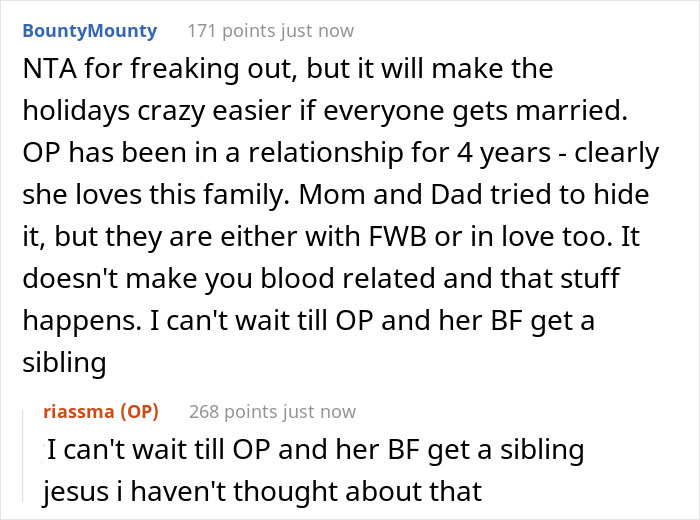 Couple Of 4 Years Find Out Their Parents Are Dating, The Daughter Gets Called A Jerk For Embarrassing Her Mom In Front Of Family Couple Of 4 Years Find Out Their Parents Are Dating, The Daughter Gets Called A Jerk For Embarrassing Her Mom In Front Of Family