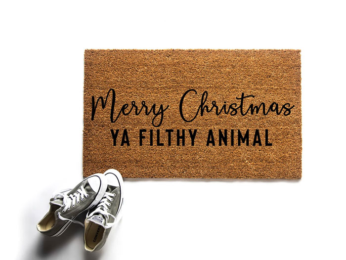 Home Alone Inspired "Merry Christmas Ya Filthy Animal" Door Mat