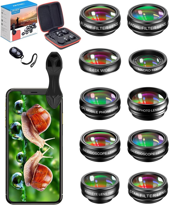 5 In 1 Wide Angle, Fish Eye, Macro, Tele, CPL Lens For Phones