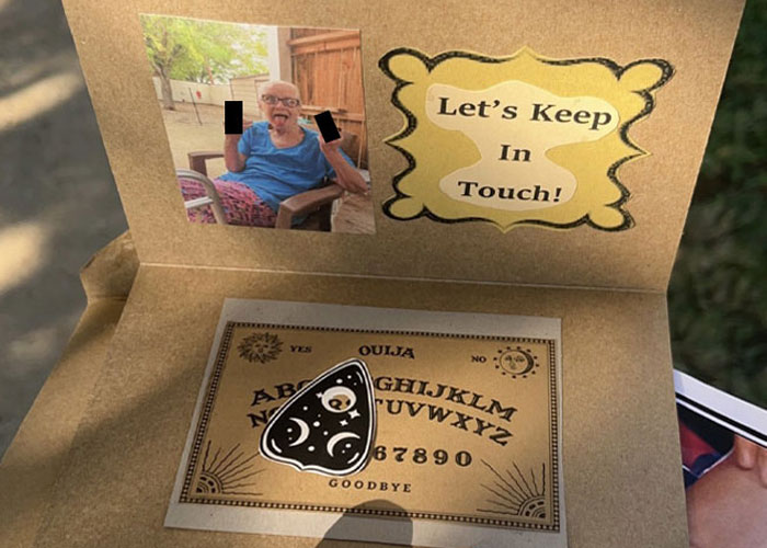 “Let’s Keep In Touch!”: Hilarious Grandma Has Ouija Boards Distributed At Her Funeral