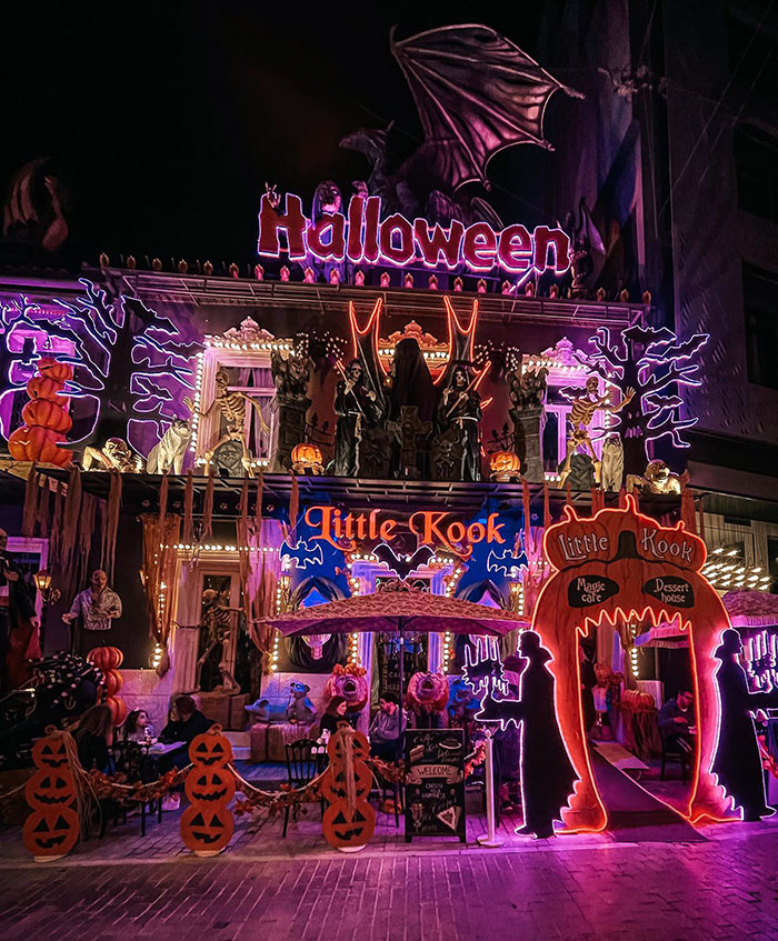 Trick Or Treat? Halloween Decoration Of Famous Pittaki Street In Athens. Do You Like Halloween?