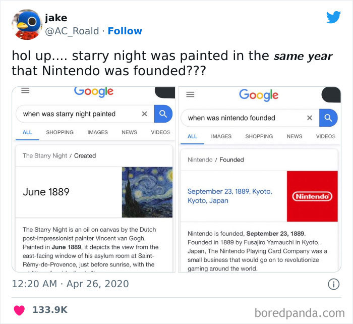 Van Gogh’s Starry Night Was Painted In The Same Year That Nintendo Was Founded