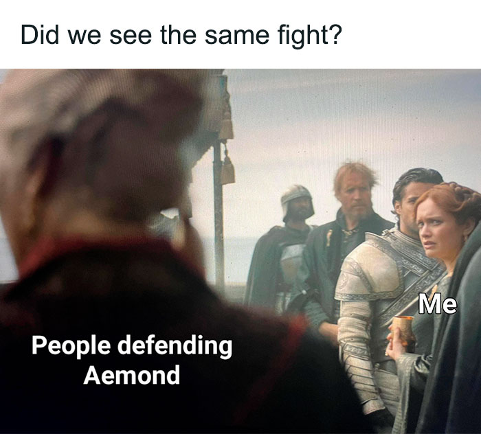 House of the Dragon meme showing a disagreement over Aemond's fight.