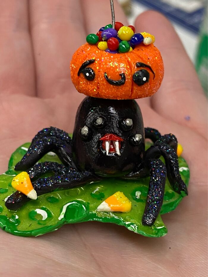 A Tiny, Spooky Spider I Crafted Out Of Polymer Clay