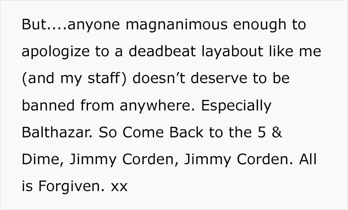 James Corden Was Banned From Prestigious NYC Restaurant “Balthazar”, Owner Goes Online To Explain Why James Corden Was Banned From Prestigious NYC Restaurant “Balthazar”, Owner Goes Online To Explain Why