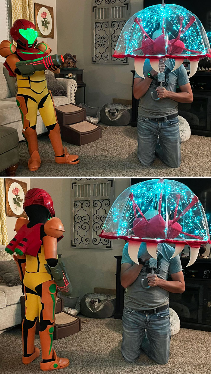 My Daughter Wanted To Be Samus For Halloween, So My Wife Spent Two Months Making These For Her