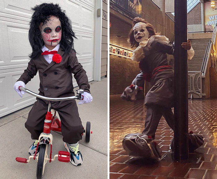 My Son As Billy Last Year And Pennywise This Year, Both Costumes And Makeup Were All Done By My Wife
