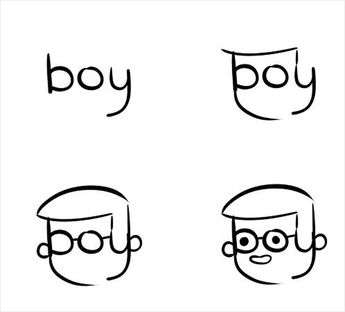 How To Draw A Boy From The Word "Boy"