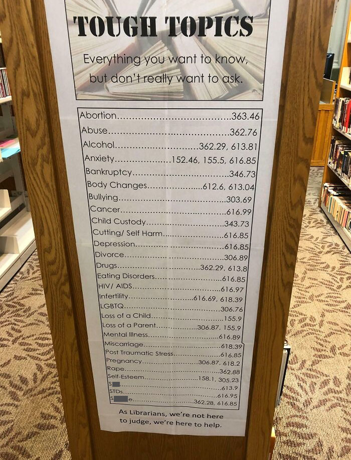 This Library Hung A Dewey Decimal Reference Sign For “Everything You Want To Know, But Don’t Really Want To Ask”
