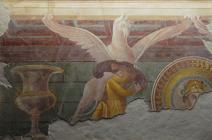 Painting of Griffin on a wall 