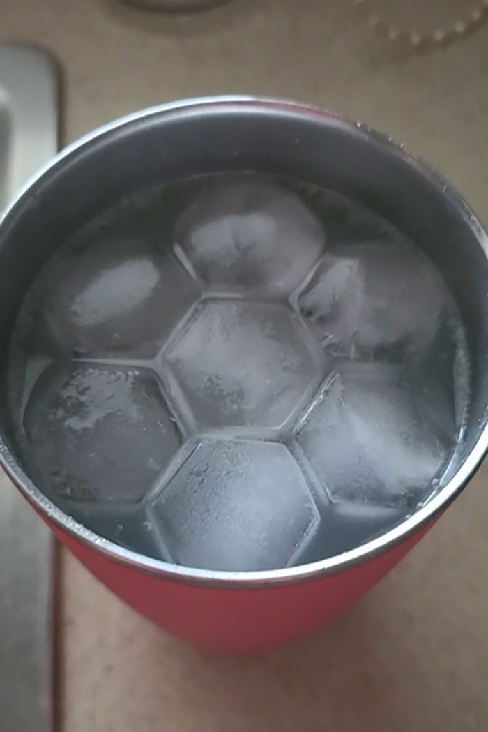 The Way These Hex Ice Cubes Sit Neatly In This Cup