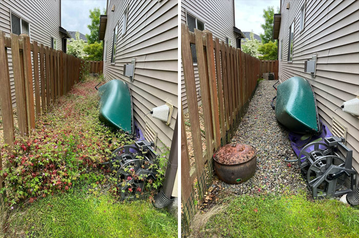 The Before And After Pictures Of The Side Of My House
