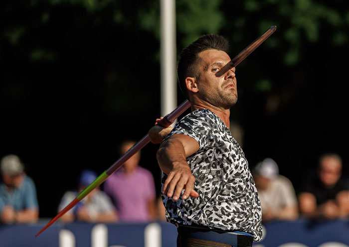 Estonian Javelin Thrower Magnus Kirt. The Shadow Lined Up Perfectly With The Camera Angle