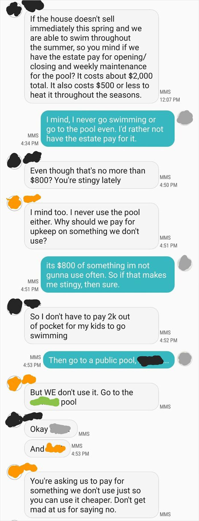 My Sister Wants Me And My Brother To Help Pay For Her And Her Kids To Swim At My Late Father's Pool