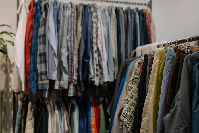 Second Hand Clothes On Hangers 