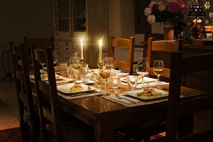 Dinner Table In A Cozy Environment 
