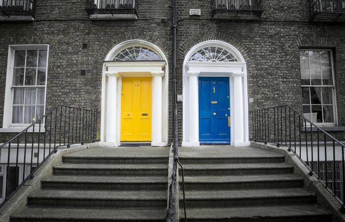 Yellow And Blue Apartment Doors 