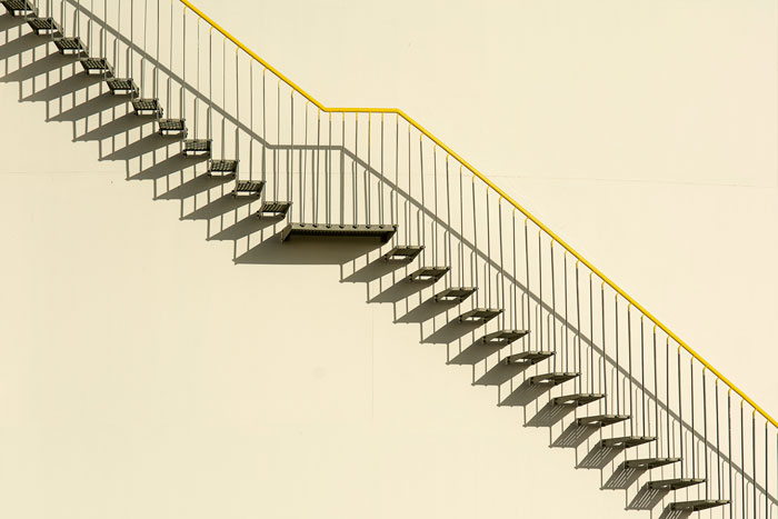 Stairs in yellow background