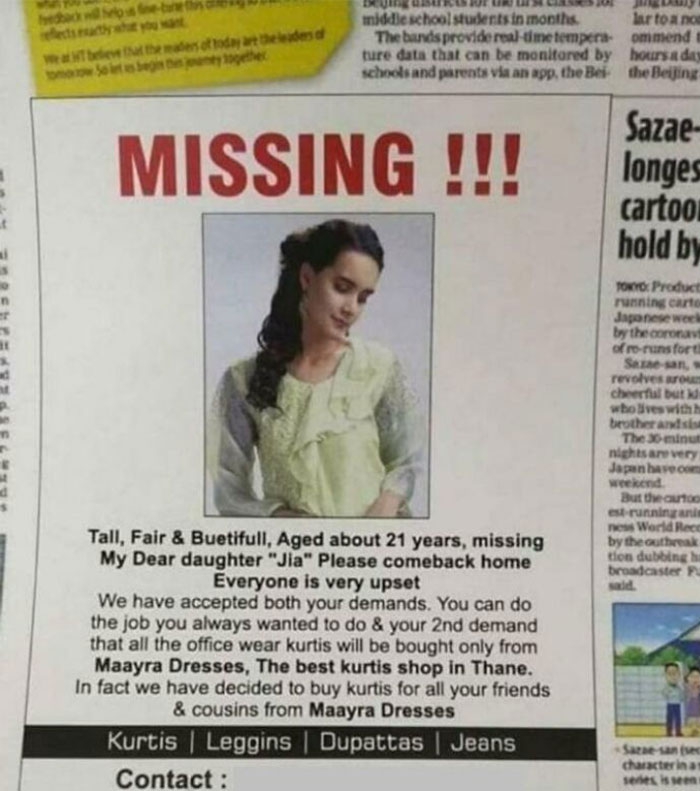 Ad Disguised As A Missing Person Poster