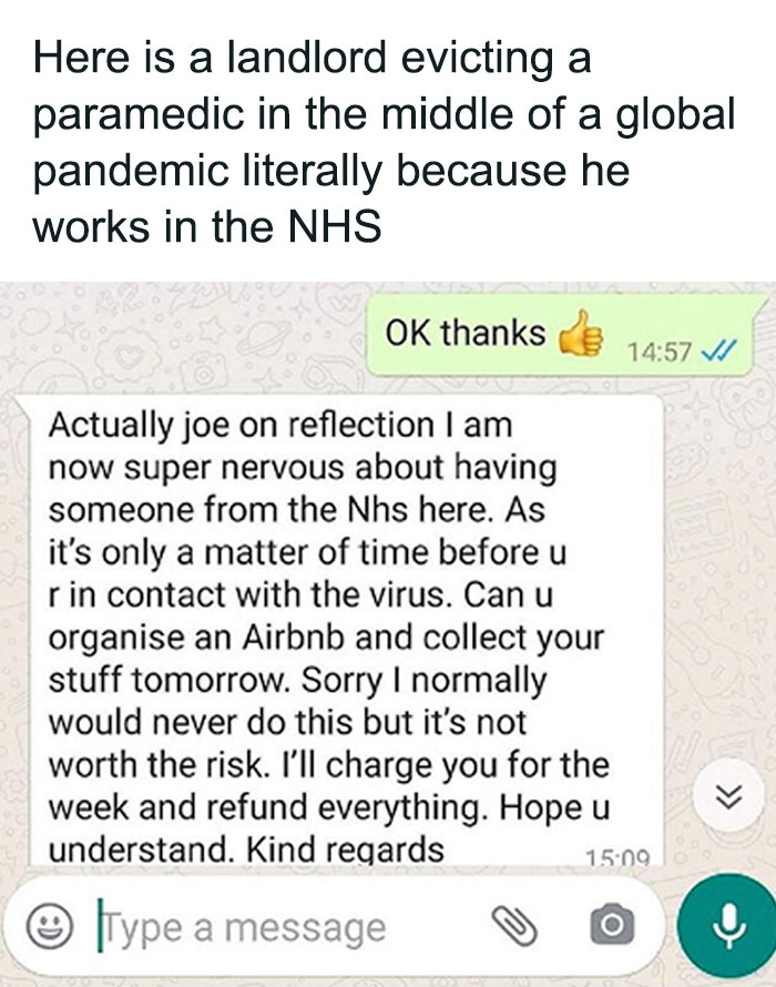 A Landlord Evicting A Paramedic In The Middle Of The Coronavirus Epidemic, Just Because He Works At The NHS