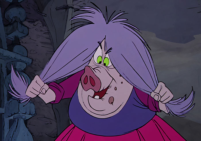 Madam Mim holding her hair from The Sword in the Stone"