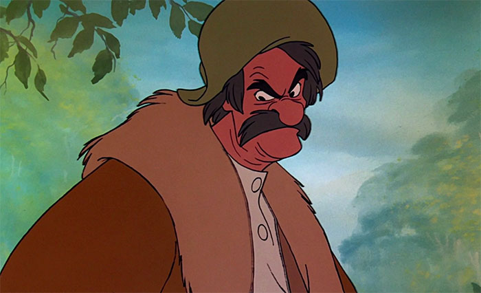 Amos Slade looking angry from The Fox and the Hound
