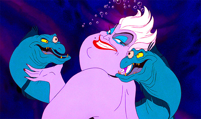 Ursula with fishes looking from The Little Mermaid