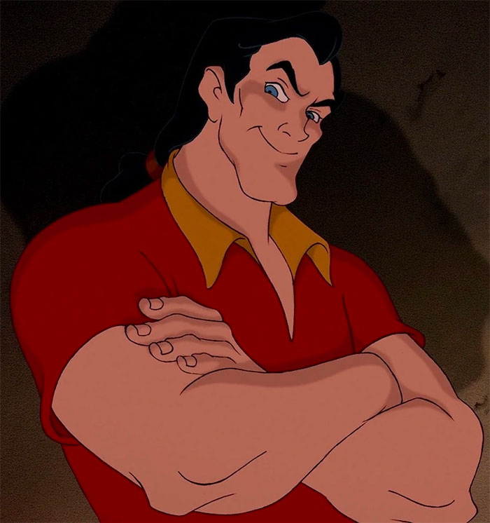 Gaston looking and smiling from Beauty and the Beast