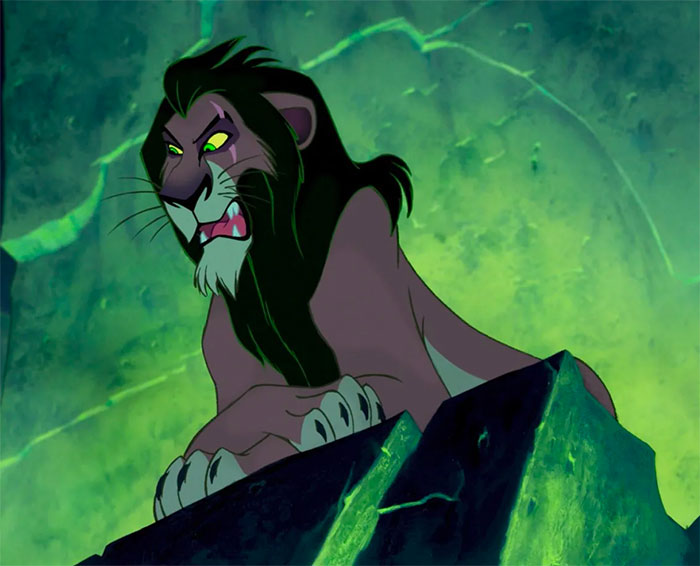 Scar lying and talking from The Lion King