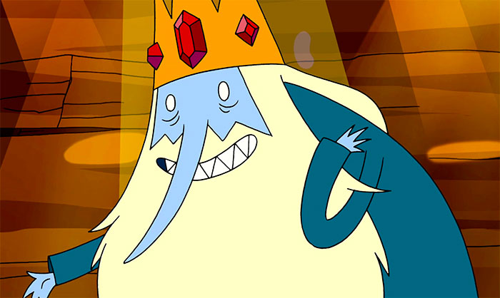 The Ice King smiling from Adventure Time