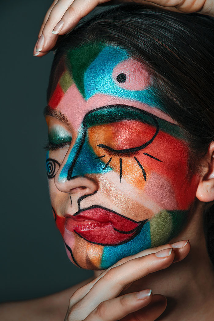 Picture of woman with colorful face