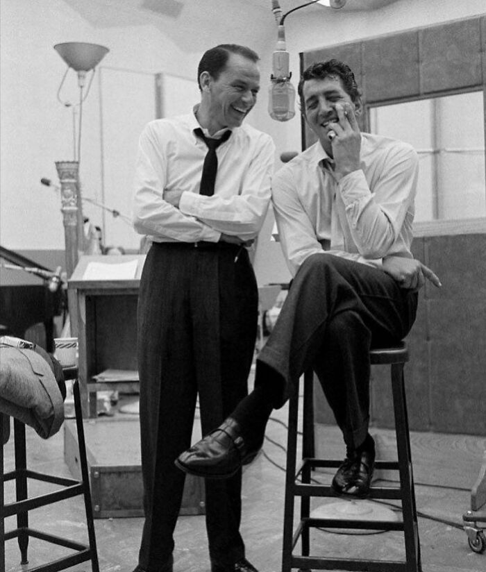 Frank Sinatra And Dean Martin In The Recording Studio